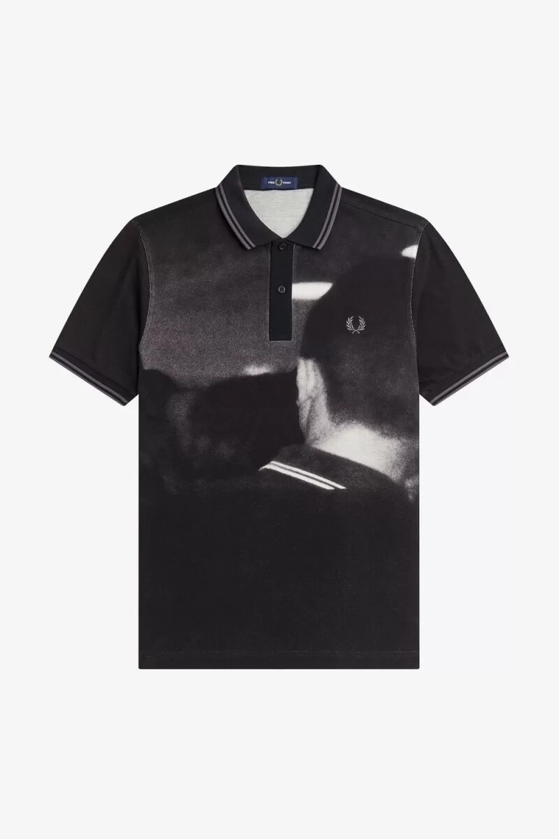 fred perry rave graphic herr pikétröja svart