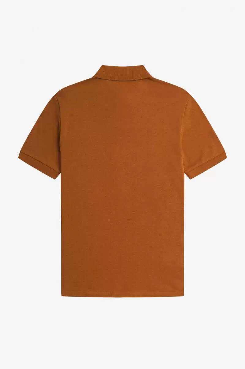 fred perry one button herr pikétröja mörk kaffe