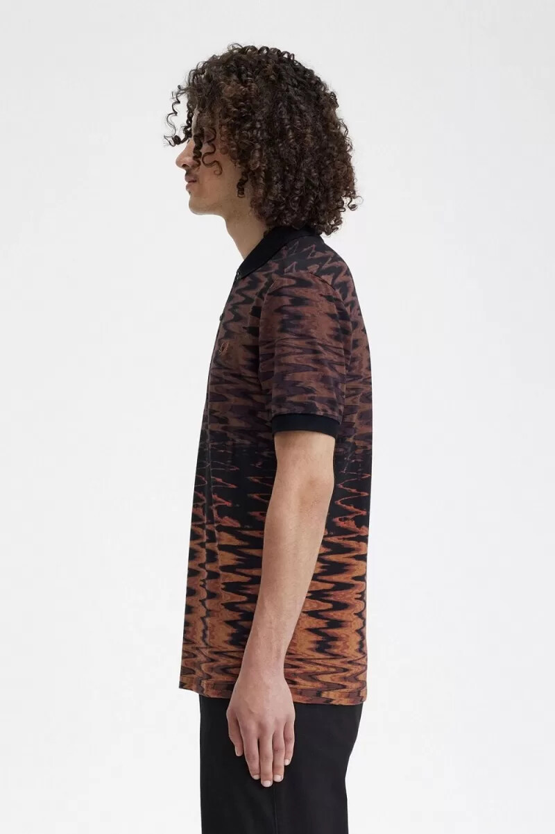 fred perry wave graphic herr pikétröja svart