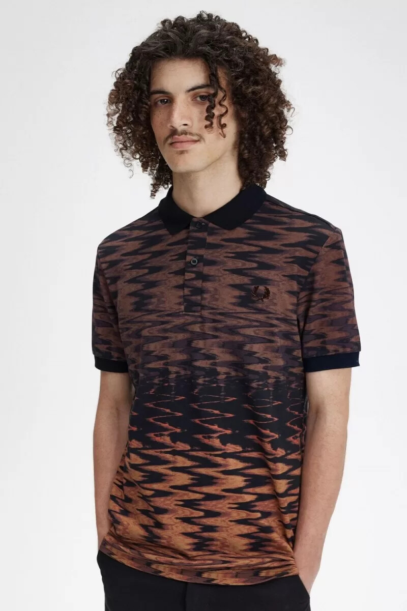 fred perry wave graphic herr pikétröja svart