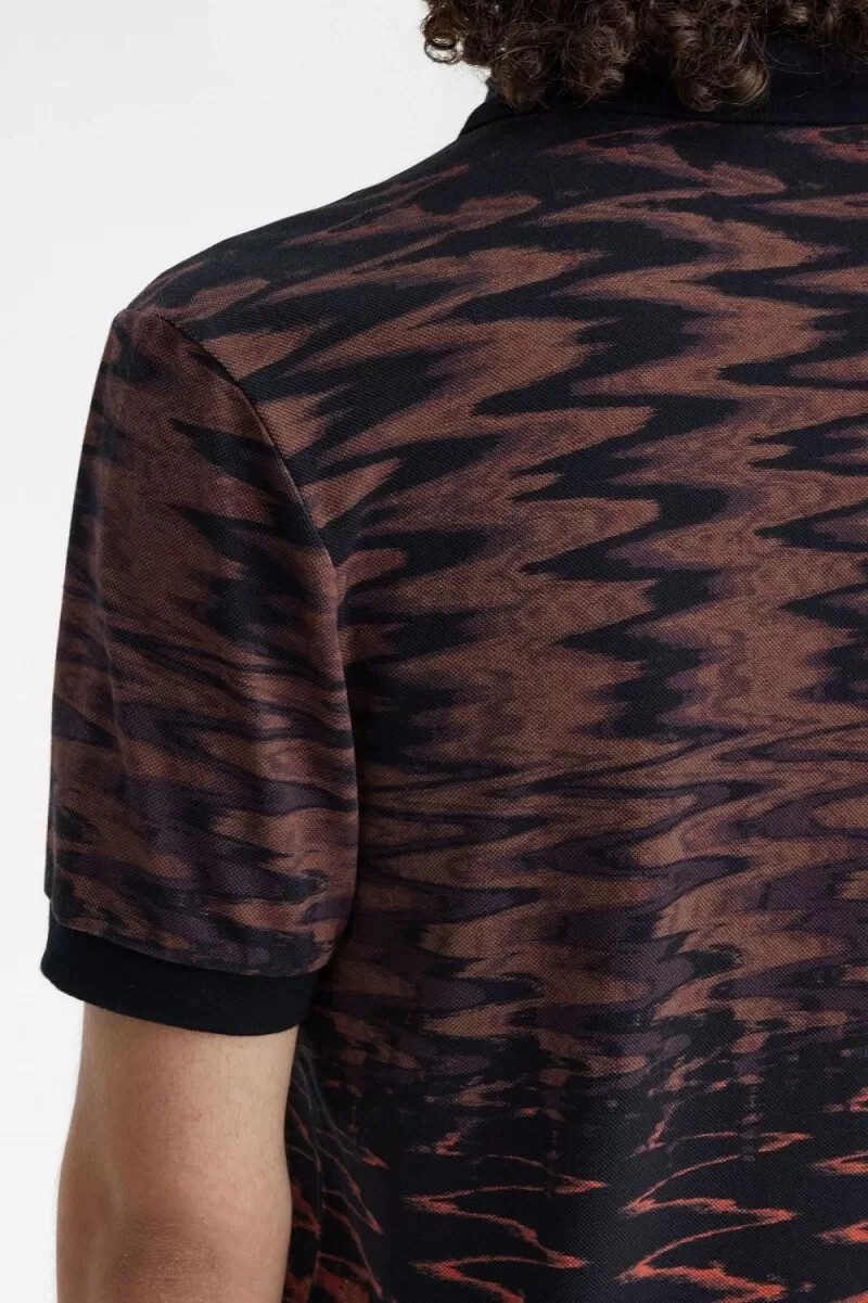 fred perry wave graphic herr pikétröja svart