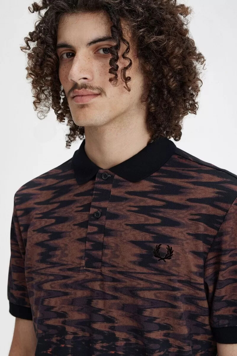 fred perry wave graphic herr pikétröja svart