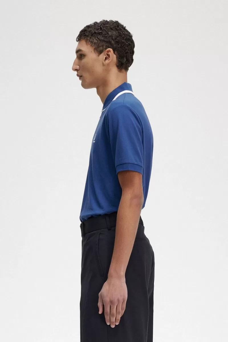 fred perry herrpikétröja med halv dragkedja kunglig blå