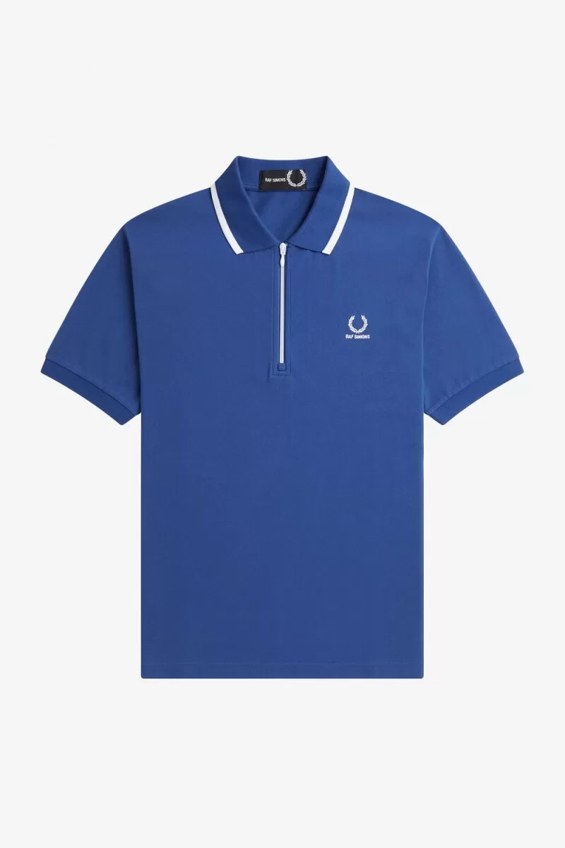 fred perry herrpikétröja med halv dragkedja kunglig blå