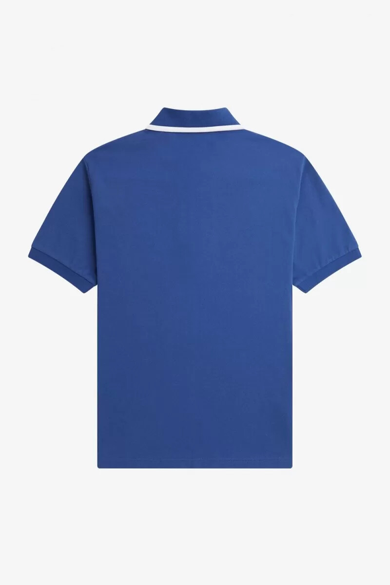 fred perry herrpikétröja med halv dragkedja kunglig blå