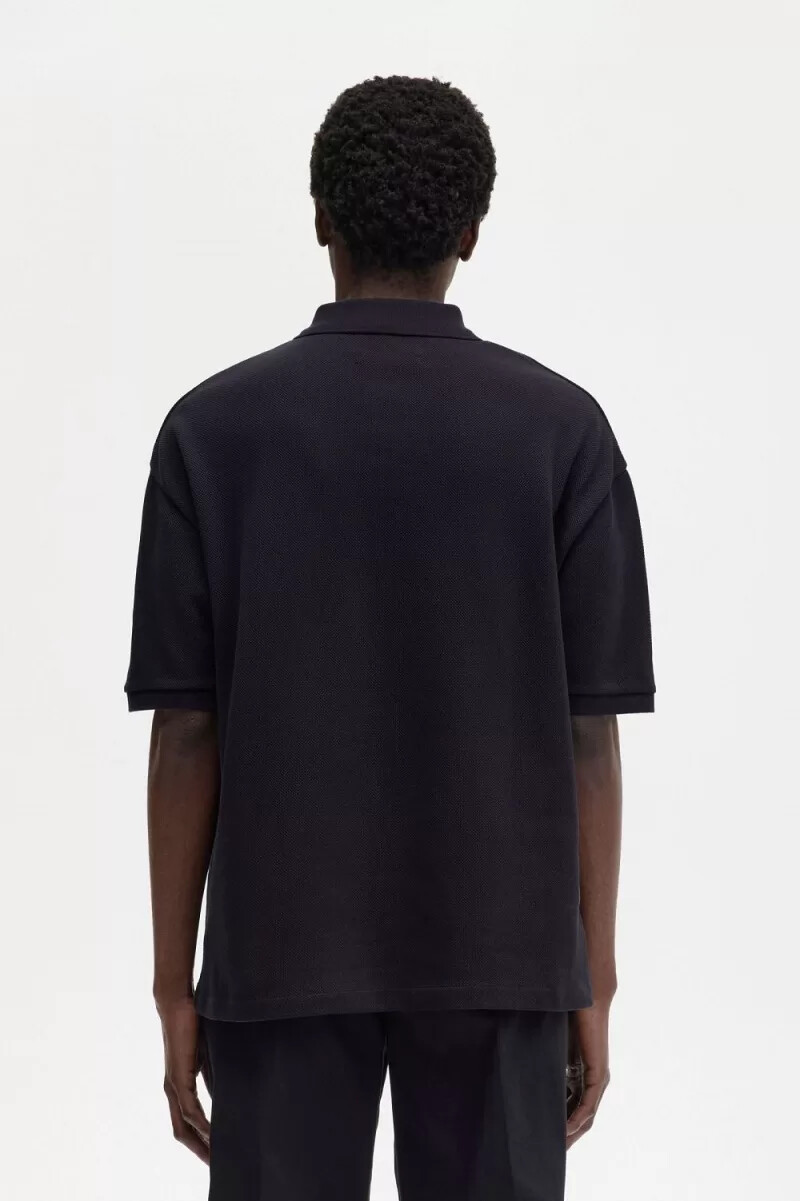 fred perry Överdimensionerad mönstrad herrpikétröja marinblå