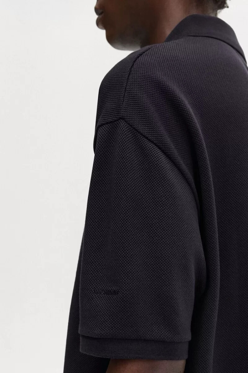 fred perry Överdimensionerad mönstrad herrpikétröja marinblå