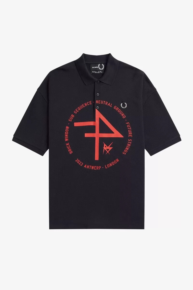 fred perry Överdimensionerad mönstrad herrpikétröja marinblå