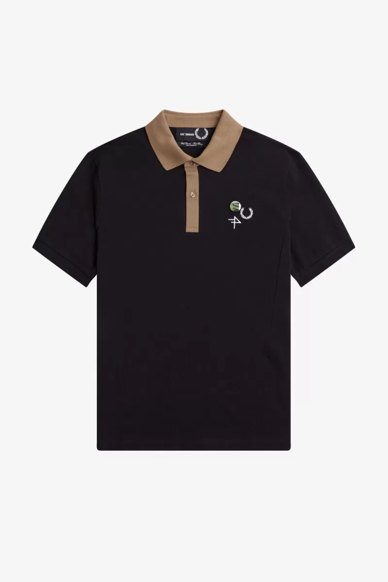 fred perry herr pikétröja med kontrastkrage svart