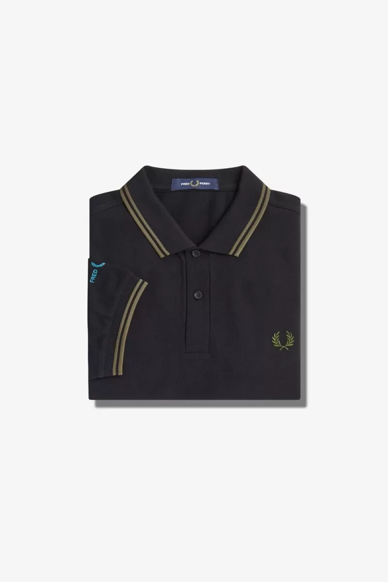 fred perry graphic branded herr pikétröja svart