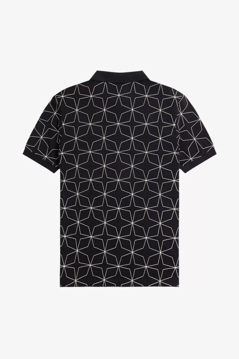 fred perry geometrisk herr pikétröja svart