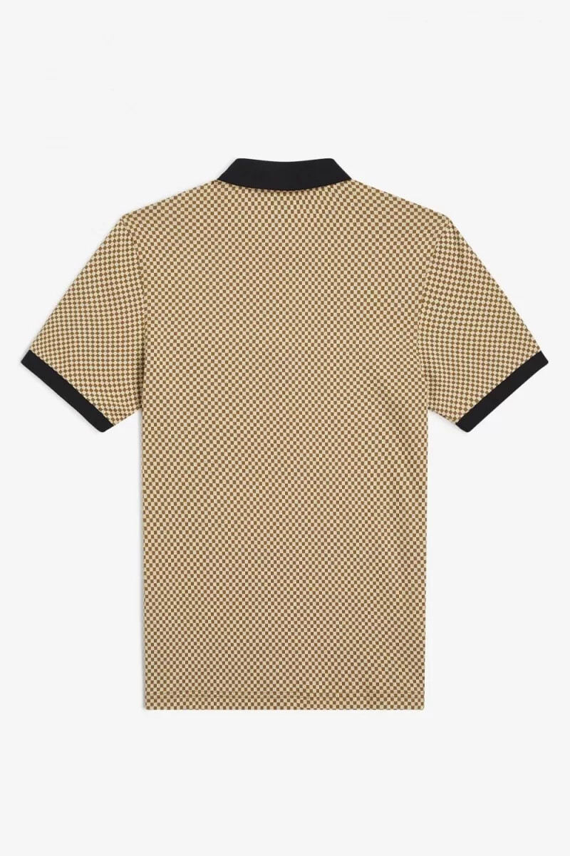 fred perry micro chequerboard herr pikétröja havregryn mörk kaffe