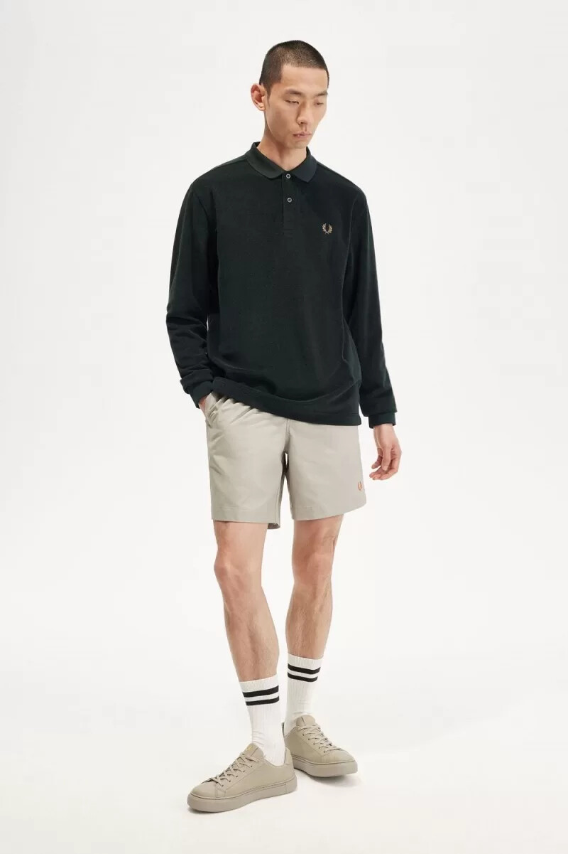 fred perry relaxed towelling herrpikétröja nattgrön