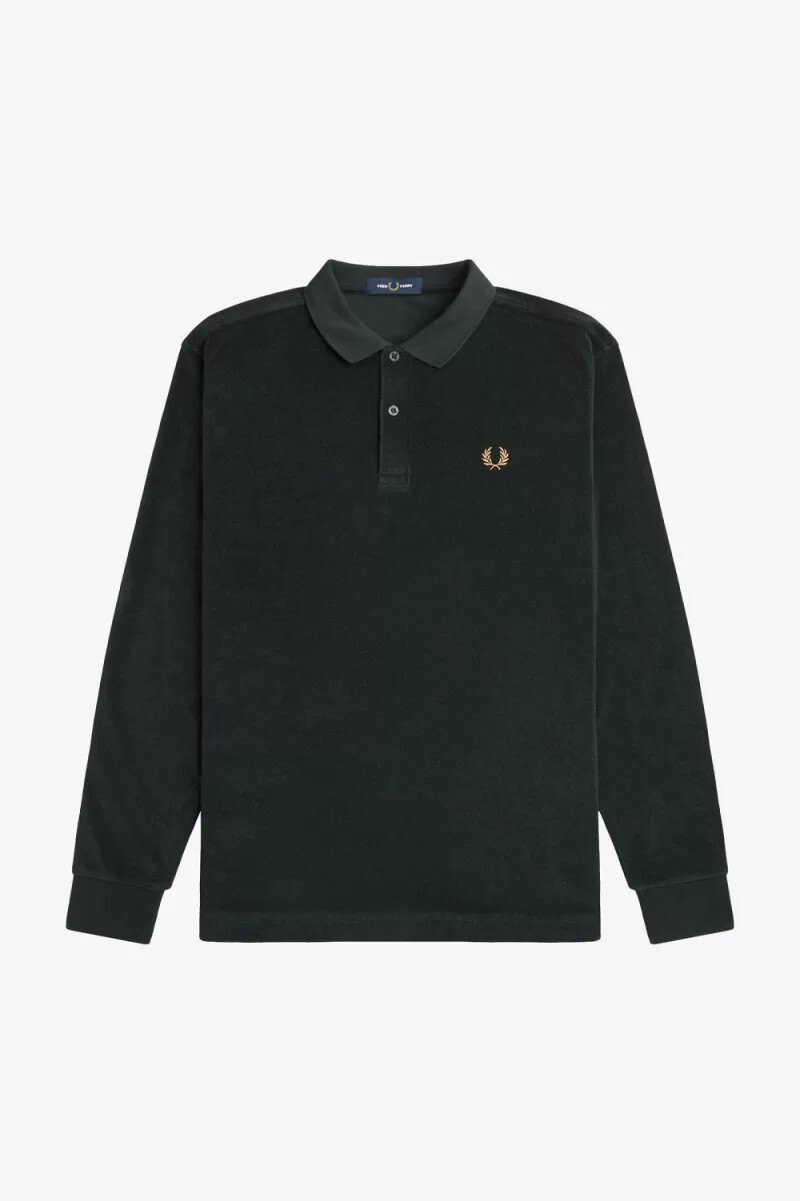 fred perry relaxed towelling herrpikétröja nattgrön
