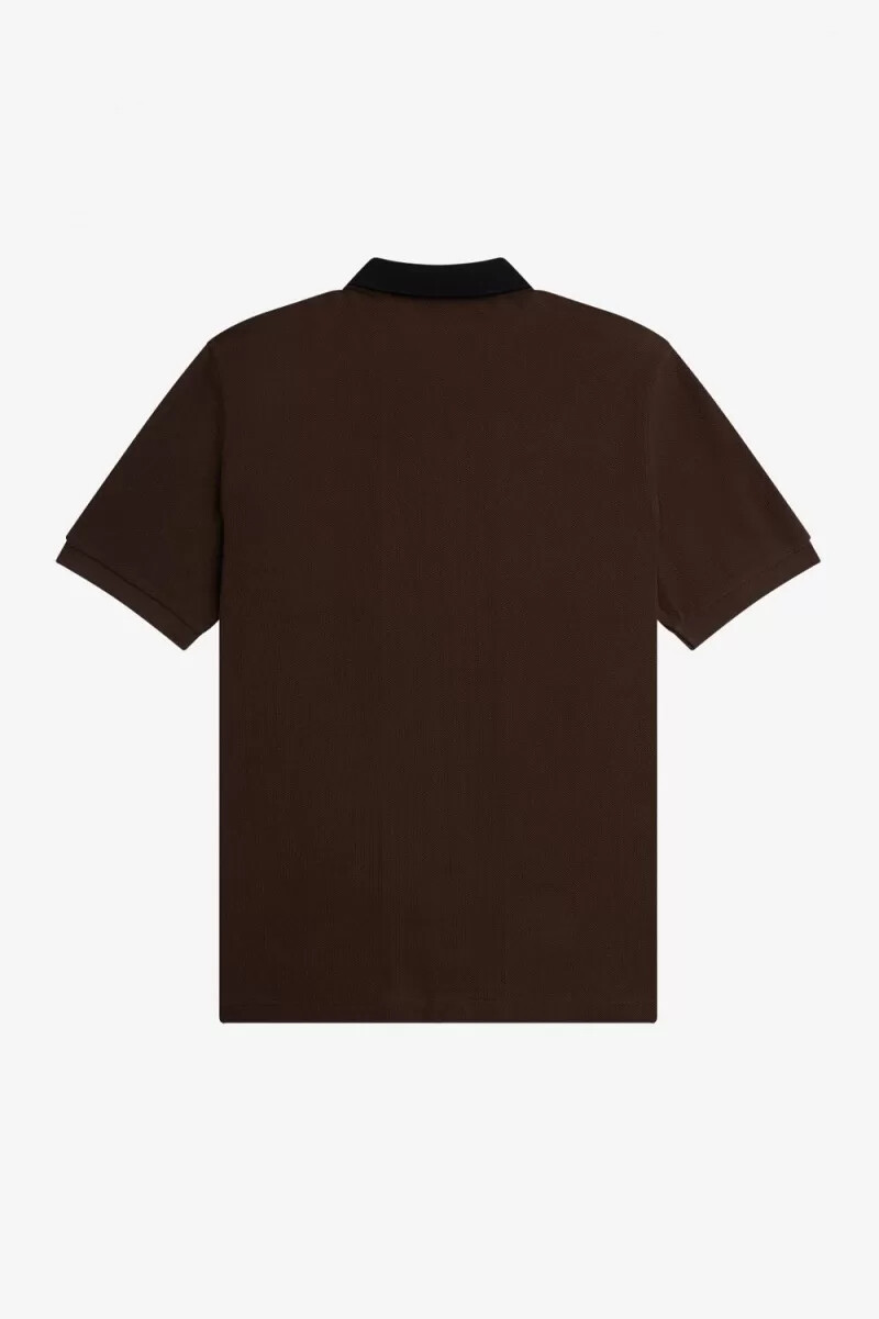 fred perry zip through herrpoloskjorta burnt tobacco