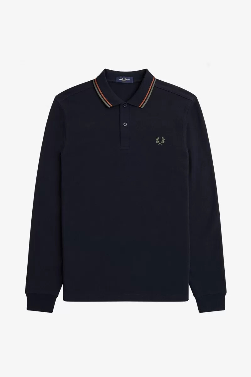 fred perry m3636 herrskjorta marinblå brun field green