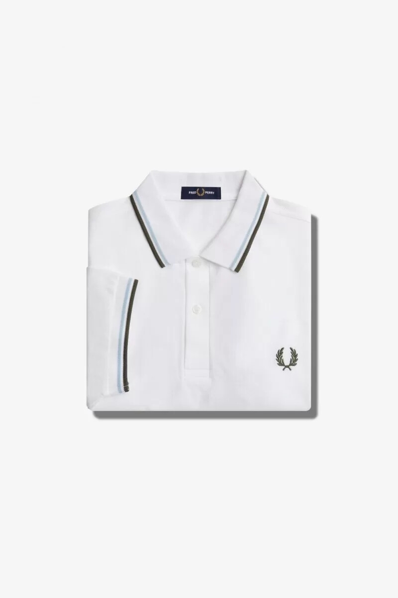 fred perry m3600 herrskjorta vit ljus aqua field grön