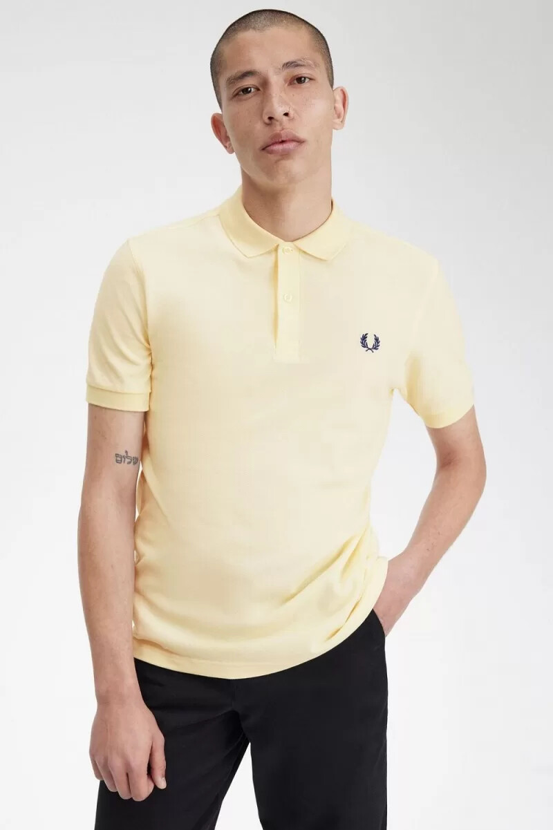 fred perry m6000 herrskjorta aqua cream fransk marinblå