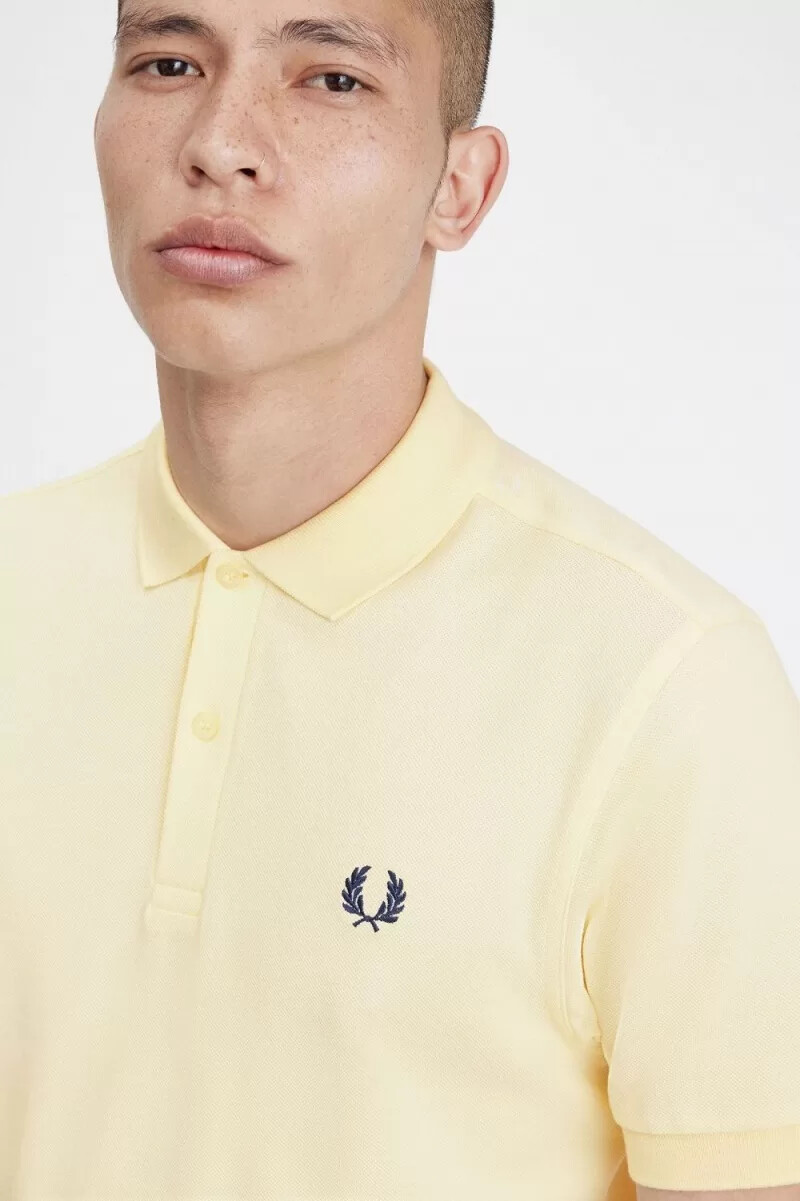 fred perry m6000 herrskjorta aqua cream fransk marinblå