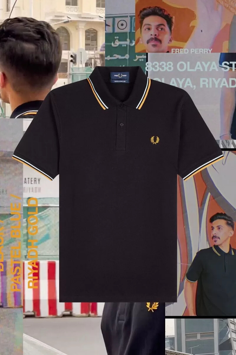 fred perry m12 herrskjorta svart pastellblå riyadh guld