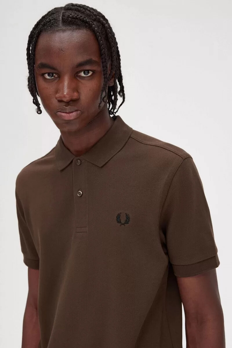 fred perry m6000 herrskjorta burnt tobacco svart