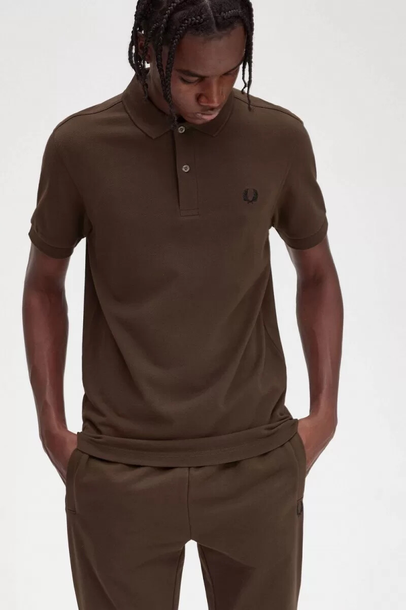 fred perry m6000 herrskjorta burnt tobacco svart
