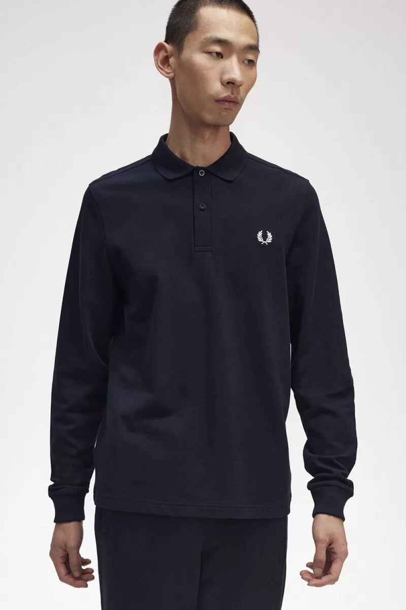 fred perry m6006 herrskjorta marinblå vit