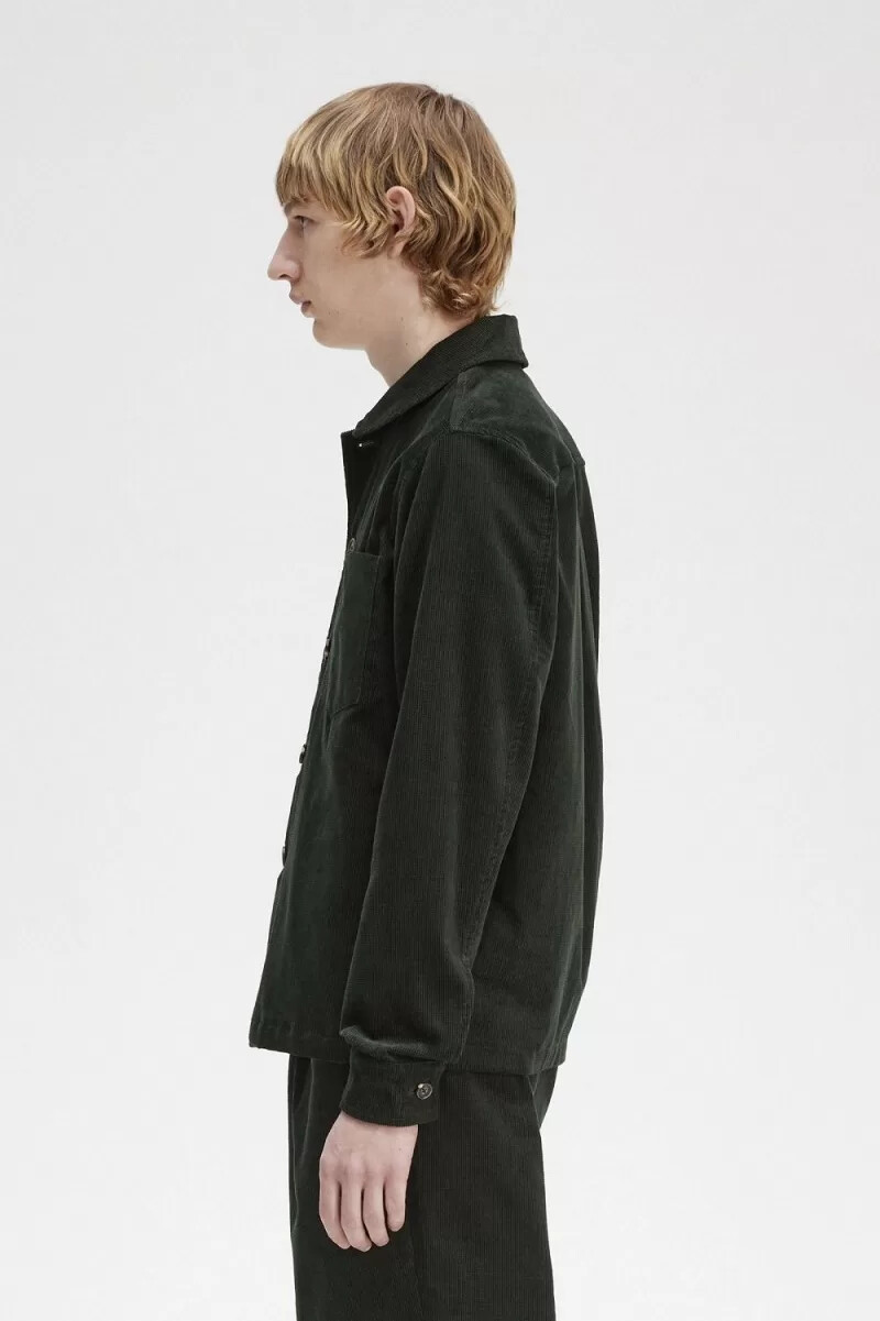 fred perry waffle cord herrskjorta nattgrön