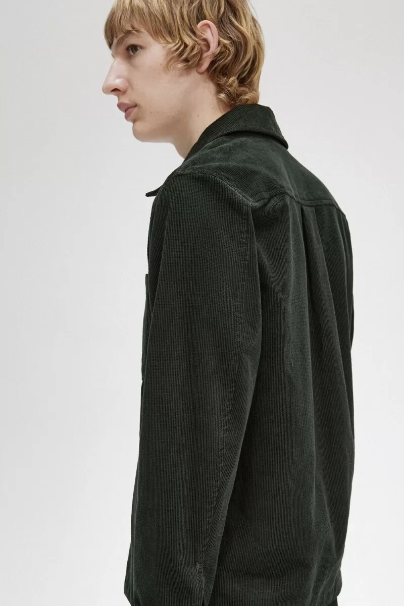 fred perry waffle cord herrskjorta nattgrön