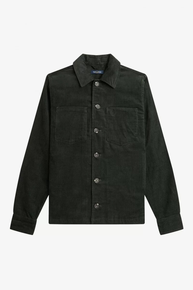 fred perry waffle cord herrskjorta nattgrön