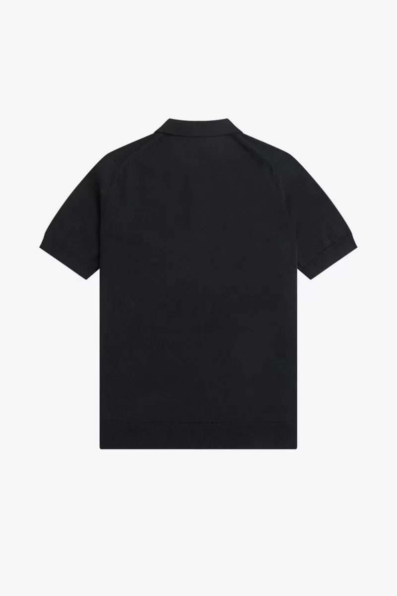 fred perry klassisk stickad herrskjorta svart