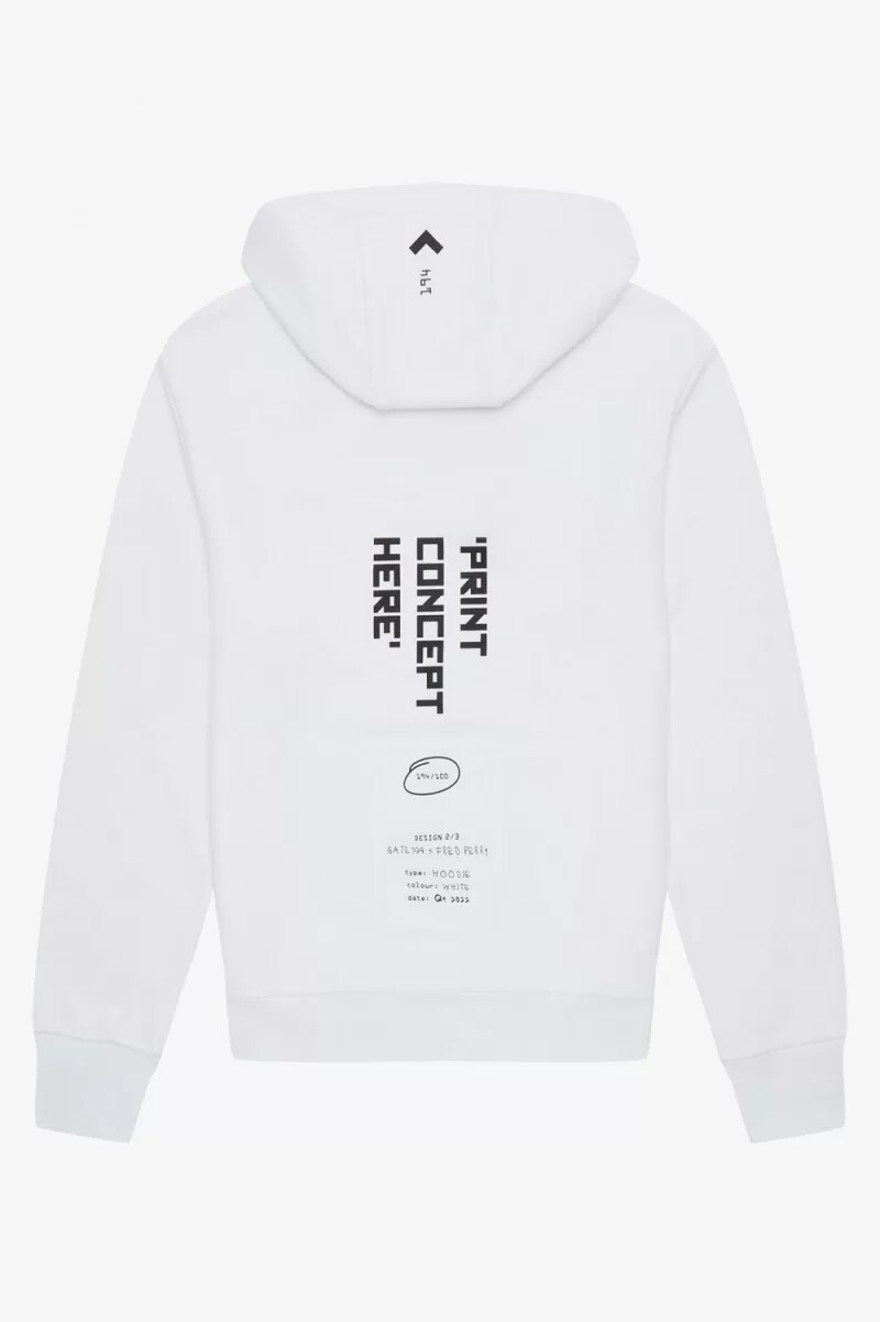 fred perry mönstrad hoodie herrskjorta vit