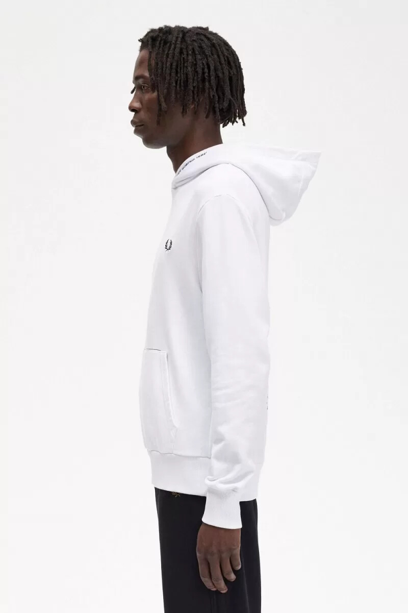 fred perry mönstrad hoodie herrskjorta vit