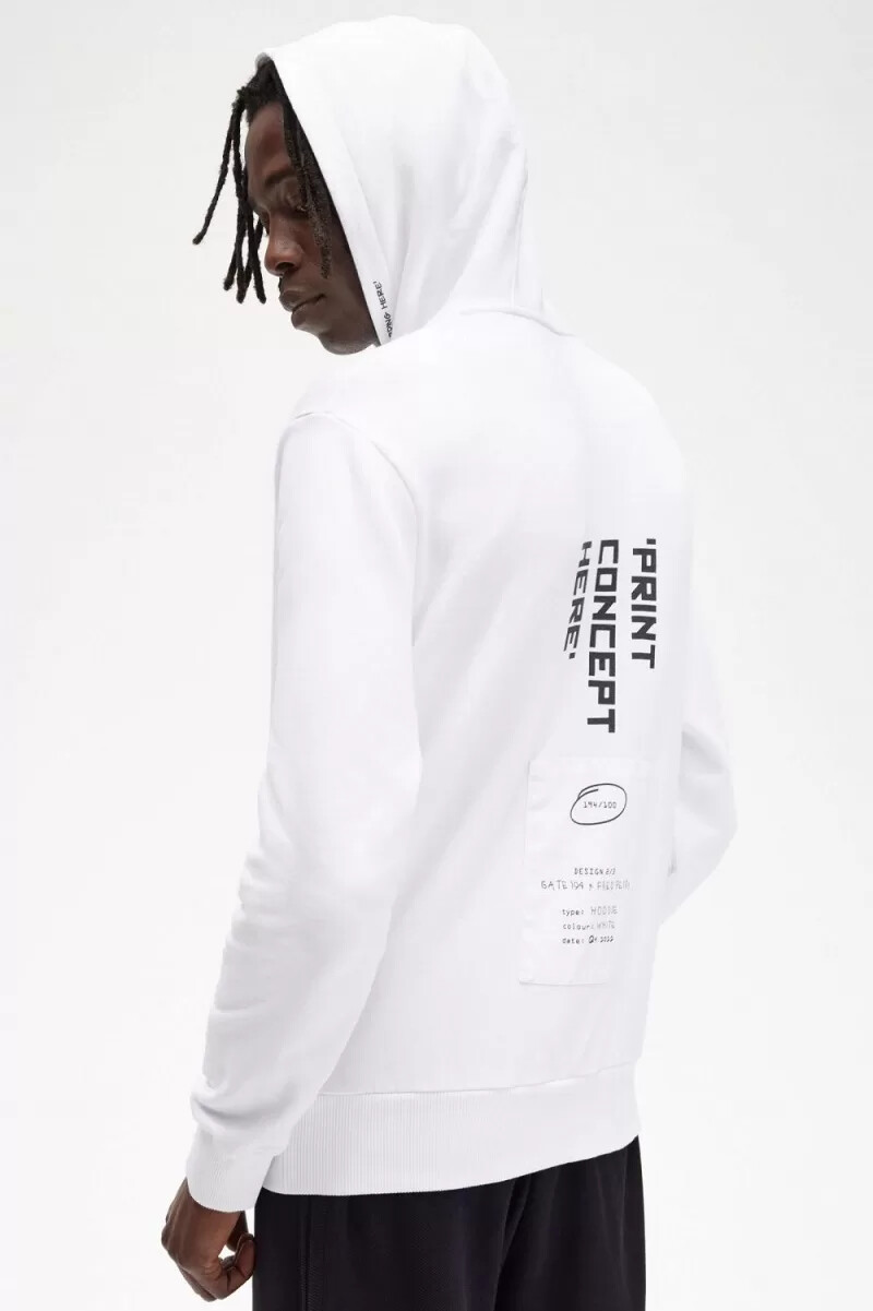 fred perry mönstrad hoodie herrskjorta vit