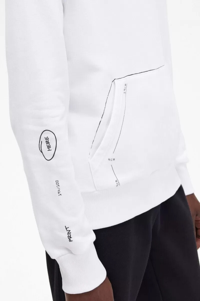 fred perry mönstrad hoodie herrskjorta vit