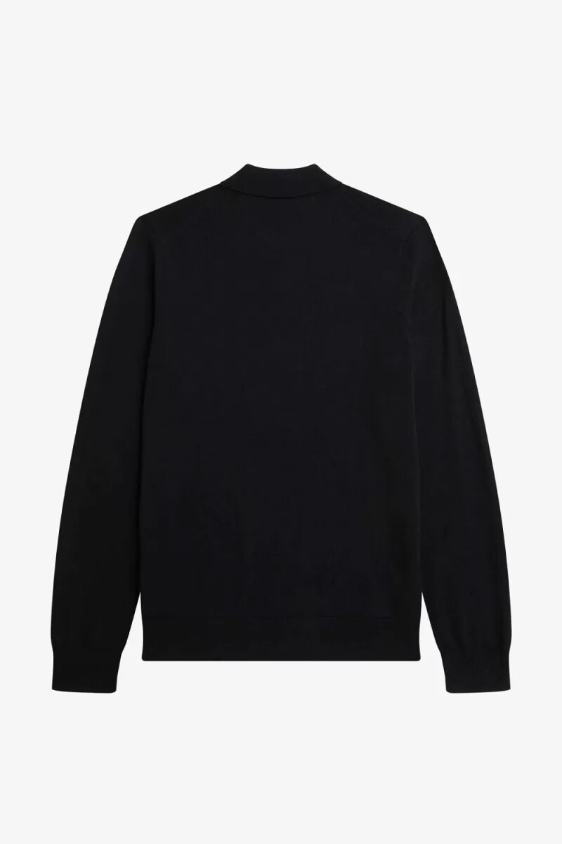 fred perry långärmad stickad herrskjorta svart