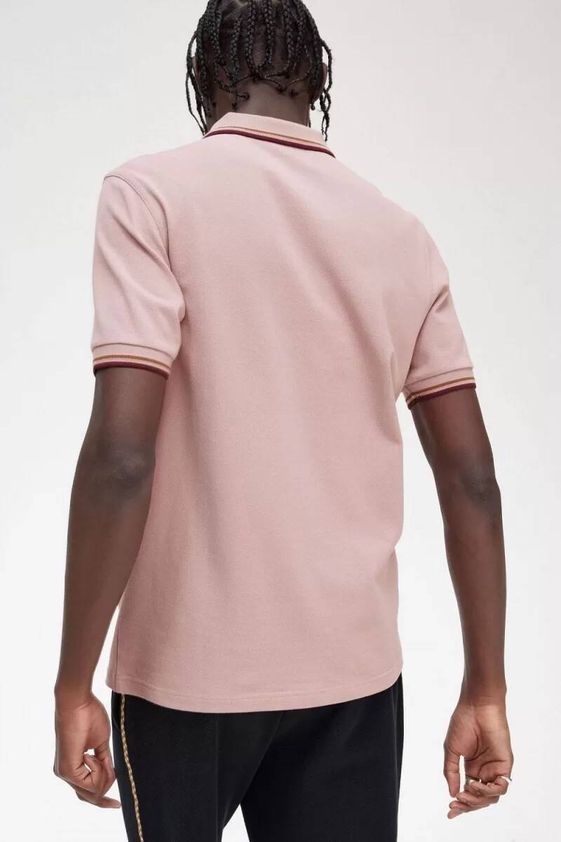 fred perry m3600 herrskjorta dusty rose rosa brun oxblood