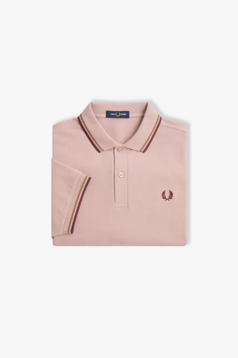 fred perry m3600 herrskjorta dusty rose rosa brun oxblood
