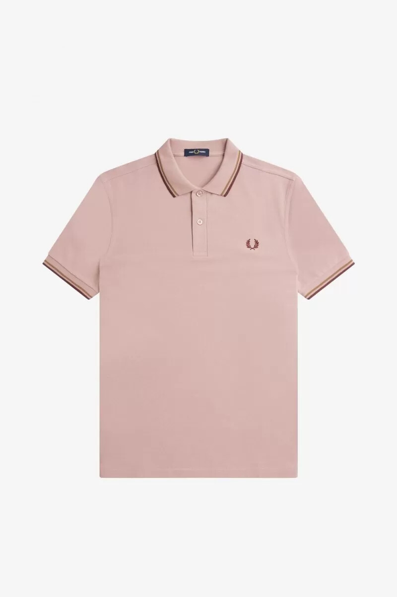 fred perry m3600 herrskjorta dusty rose rosa brun oxblood