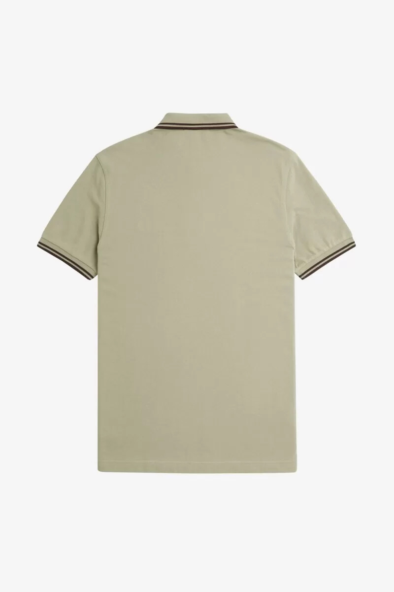 fred perry m3600 herrskjorta varm grå mörkröd