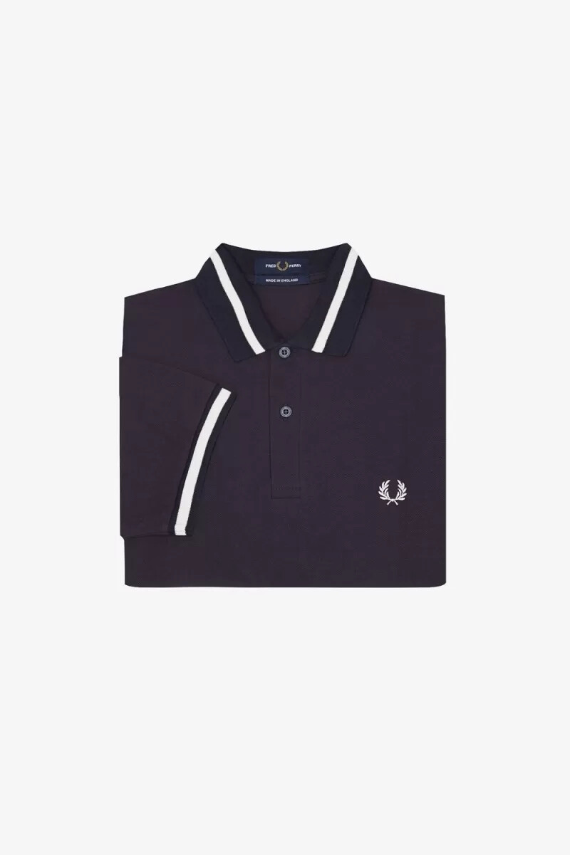 fred perry m2 herrskjorta marinblå snövit