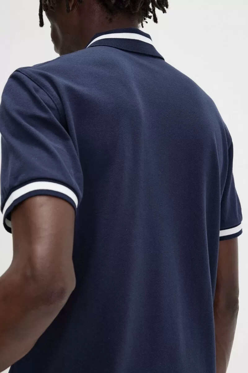 fred perry m2 herrskjorta marinblå snövit
