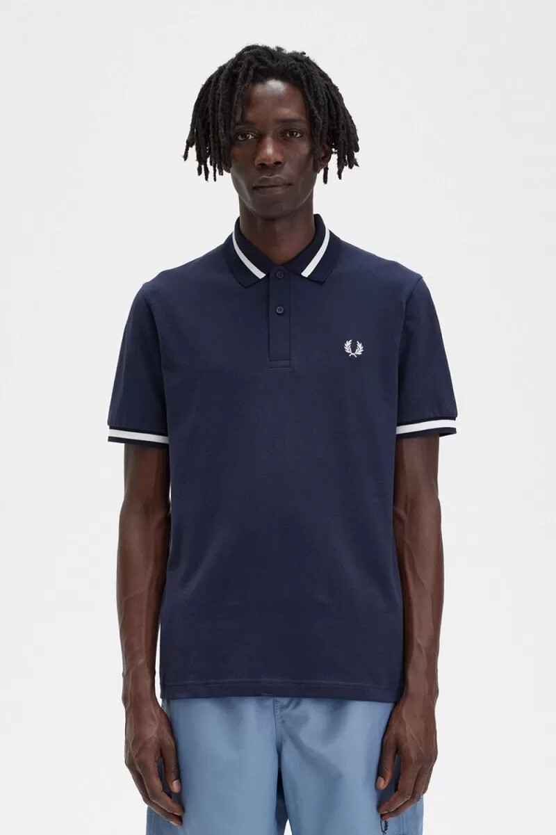 fred perry m2 herrskjorta marinblå snövit
