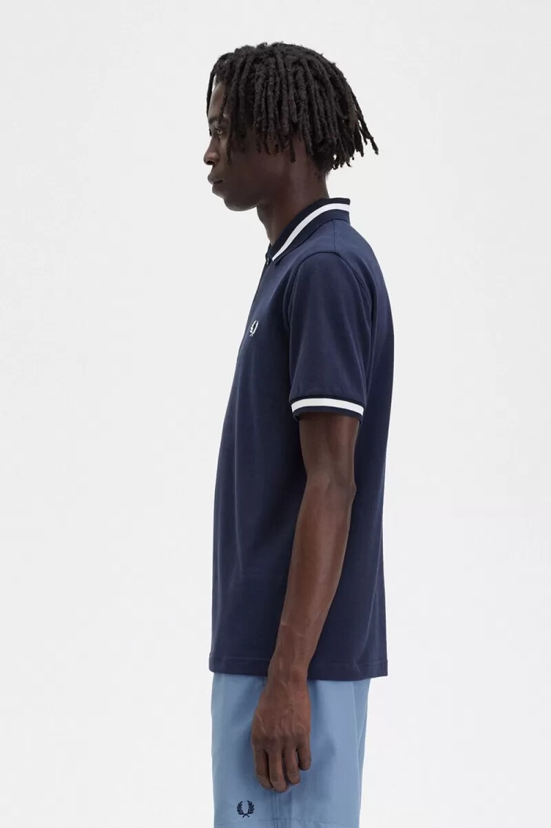 fred perry m2 herrskjorta marinblå snövit
