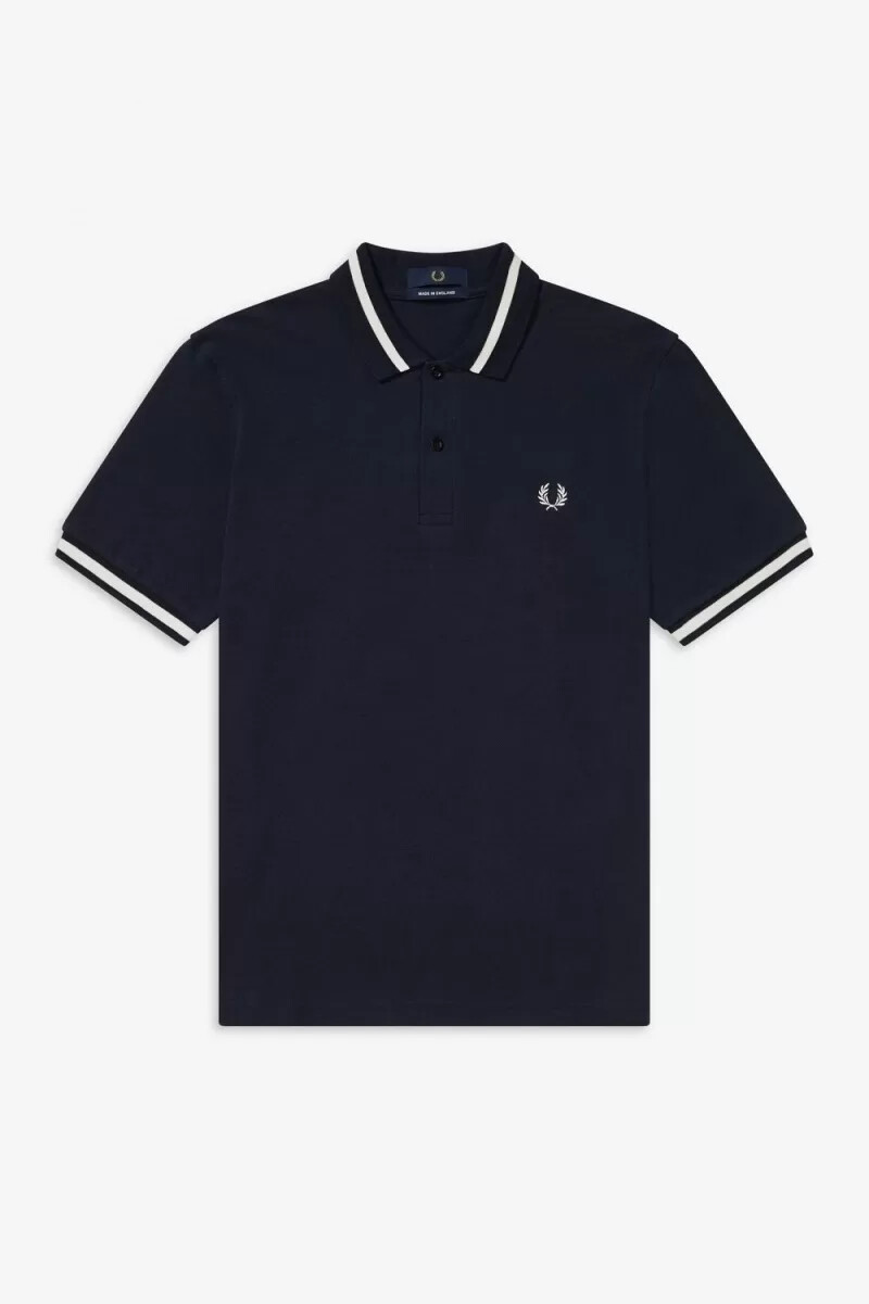 fred perry m2 herrskjorta marinblå snövit