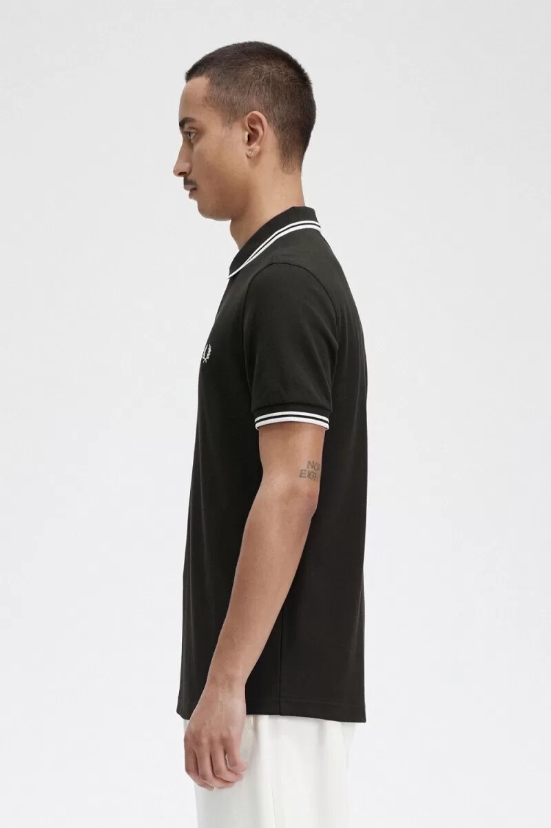 fred perry m3600 herrskjorta nattgrön snövit