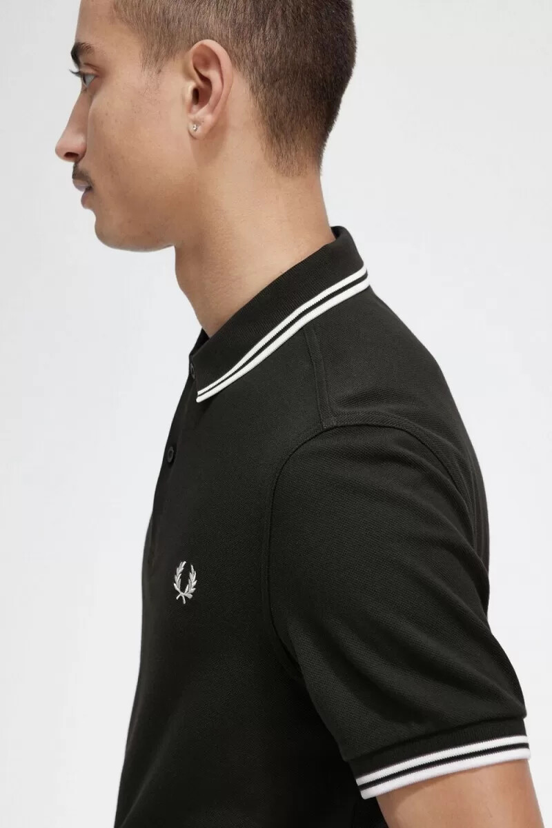 fred perry m3600 herrskjorta nattgrön snövit
