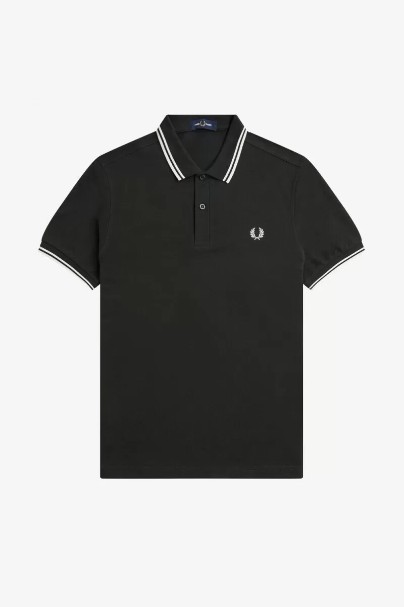 fred perry m3600 herrskjorta nattgrön snövit