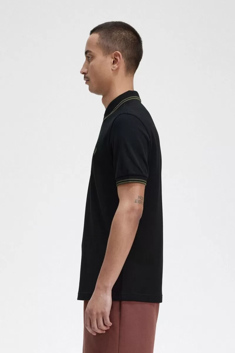 fred perry m3600 herrskjorta svart field green