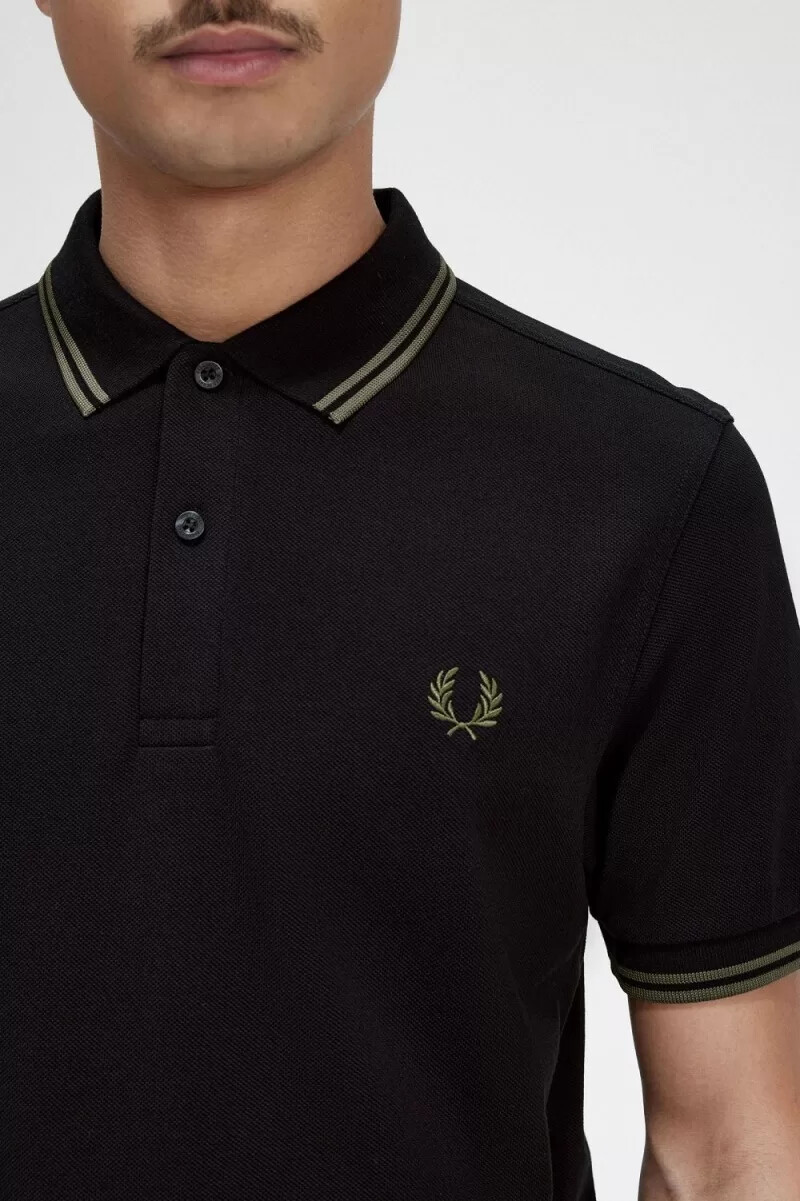 fred perry m3600 herrskjorta svart field green